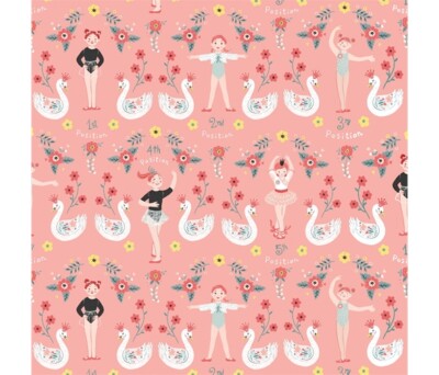 Fat Quarter Bella Ballerina Positionen und Schwäne 100 % Baumwolle Steppstoff