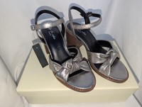 OFF THE HOOK 'Angel' Sleek & Stylish Open Toe Heels Silver side strap UK Size 5