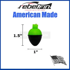 1" inch - PEAR - GREEN & BLACK - Fishing Bobber Float - 10 to 1000 Count Packs