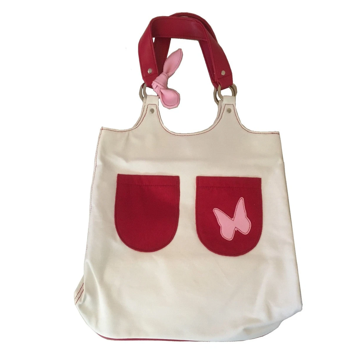 Cacharel Tote Beige Red Pink Women Bag Large