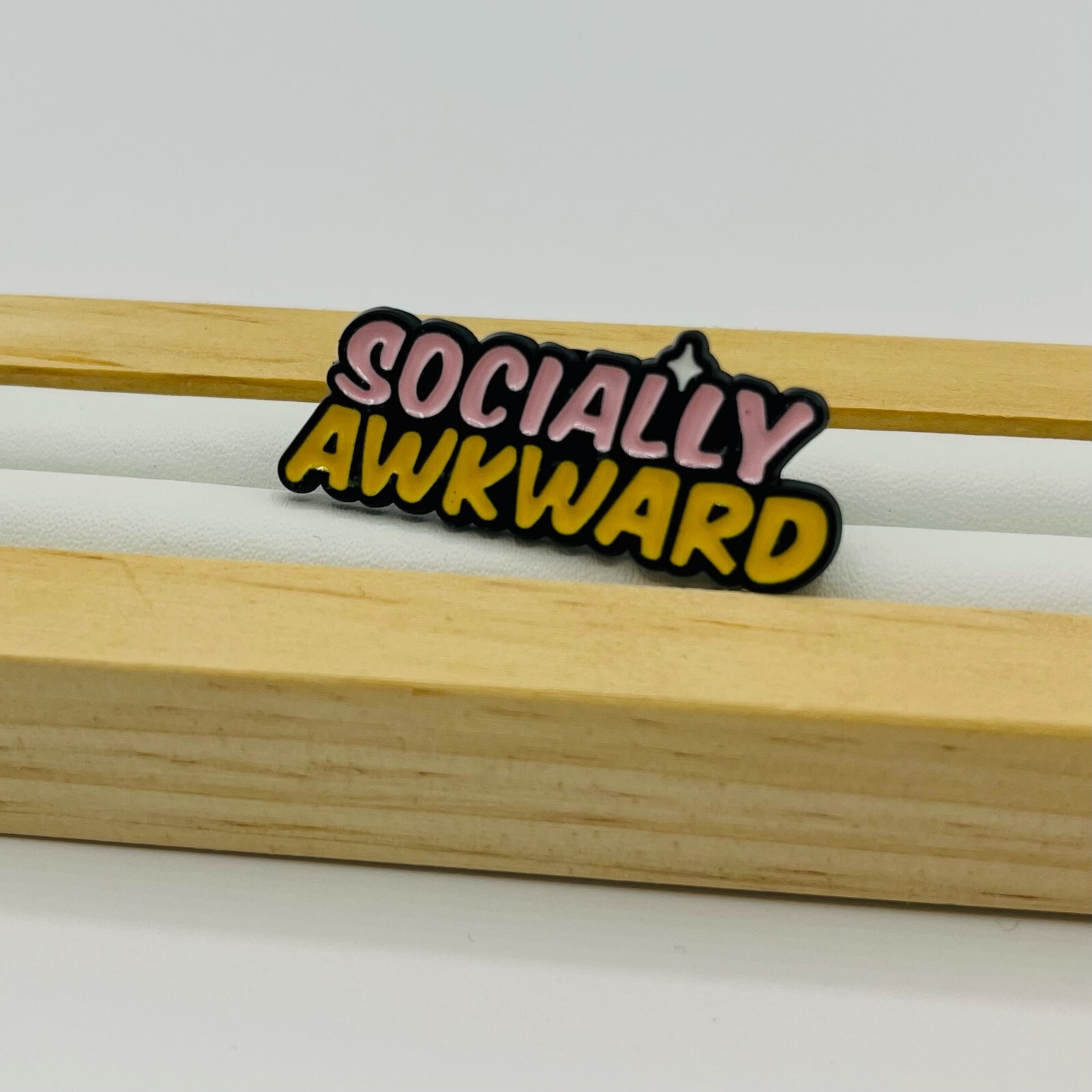 Socially Awkward. Novelty pin. Metal enamel.