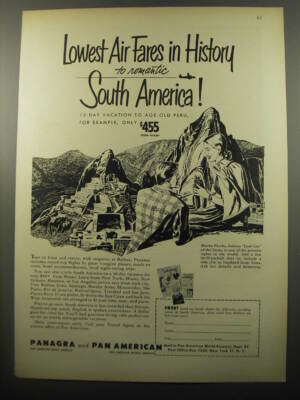 1950 Panagra and Pan American Airways Ad - Lowest Air Fares in History