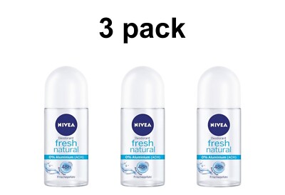 3 x  Womens roll-on deodorant NIVEA FRESH NATURAL  1.7 fl.oz / 50 ml