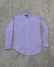 Polo Ralph Lauren Dress Shirt Mens 15 34/35 Classic Fit Purple Striped Pony