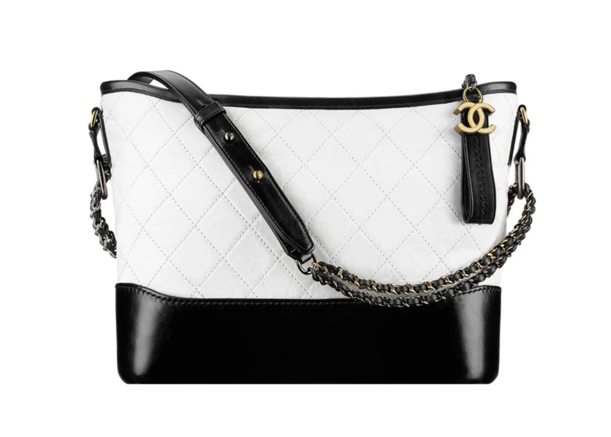 Chanel Gabrielle Small Hobo Bag Aged Calfskin Leather In White