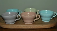 VINTAGE LU-RAY PASTELS TEA CUP SET (5) TAYLOR SMITH MADE USA