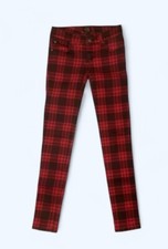TRIPP NYC PANTS By Daang Goodman Size 1 Red Plaid Skinny Goth Punk