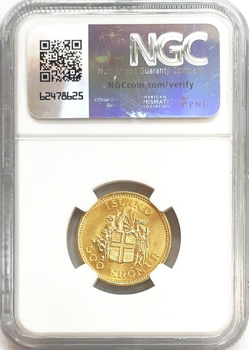 1961 GOLD ICELAND 500 KRONUR JON SIGURDSSON COIN NGC MINT STATE 67 - Picture 2 of 2