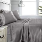 King Sz 4 Pc Bed Sheet Set Silky Smooth Satin Deep Pocket X002Ymm88F