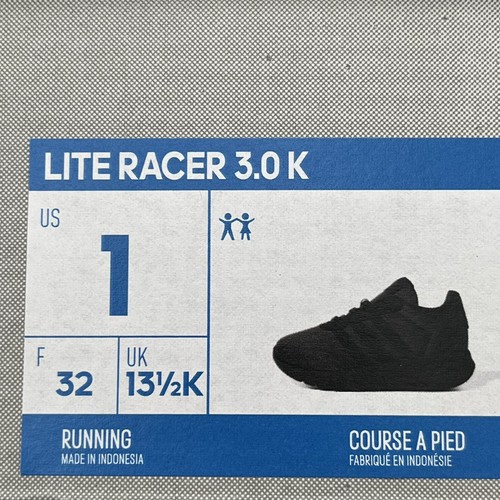 Adidas Youth Boys/Girls Running Shoe Size 1-2 Solid Black Lace up Sneakers - Picture 13 of 20
