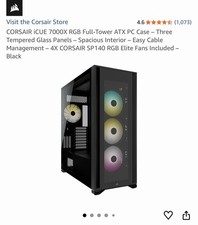CORSAIR iCUE 7000X RGB Full-Tower ATX PC Case - Three Tempered Glass Panels -