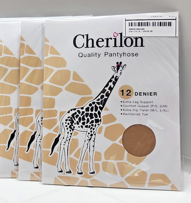 LOT of 3-quality PANTYHOSE CHERILON tights  comfortable, Melon, S/M, 12 Den