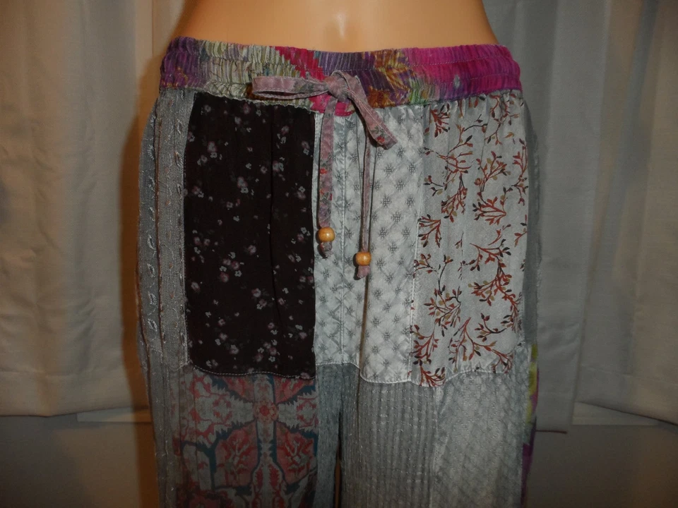 Cool Young Threads size M gray patchwork drawstring wide leg pants women NWOT - Image 2 of 4