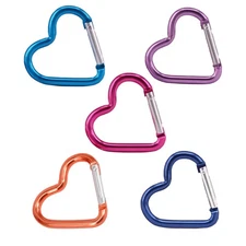 5Pcs Heart Shape Carabiner Clip KeyRings Keychains Metal Spring Snap Hook