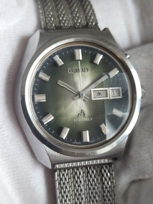 Vtg Orient cA chronoAce Jaguar focus 429-19070 Green Dial NOS crystal 