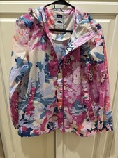 NWOT Women  s Joules Floral Rain Jacket Coat Sz 4