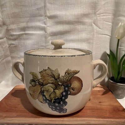 Home & Garden Party Stoneware Collection Fruit Lidded Bowl w/ Handles