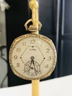 Antique Illinois 17 Jewels Open Face Gold-FIlled Pocket Watch with Stand