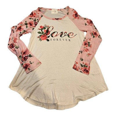 Ellie Mara Love Forever Floral Soft Baseball Long Sleeve Tee  Size Small New