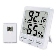 Urageuxy Indoor Outdoor Thermometer Wireless Digital Hygrometer White 
