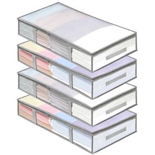 4 Packs Under Bed Storage Containers Bins, Humid-Proof Plastic Underbed