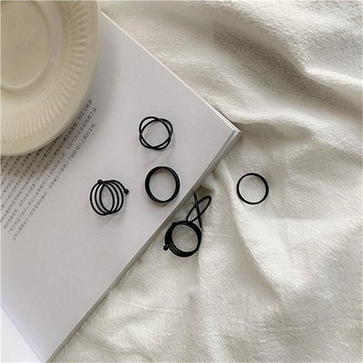 6Pcs Punk Fingerringe Geometrische Mädchen Schmuck Midi Knuckle Ringe Schwarz