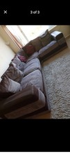 Furniture Village Corner Mink and Brown Sofa Set With Cushion Back