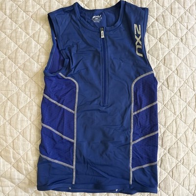 2XU Active Tri Singlet Triathlon Top Sleeveless Blue  Size L 