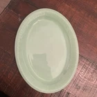 Jadeite Fire King Serving Platter  12 x 9" Ribbed Jane Ray Pattern Vintage