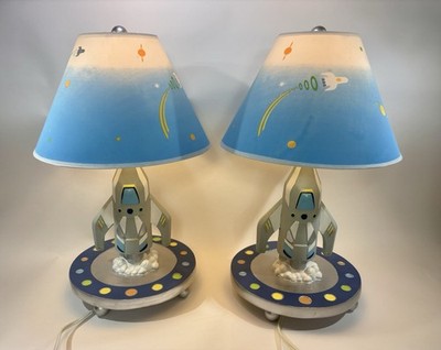Guidecraft Rocket Table Lamp Set With Matching Space Shade s 19  Height, Pre-Own
