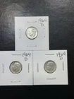 (3 Coins) 1964 D Silver Roosevelt Dimes