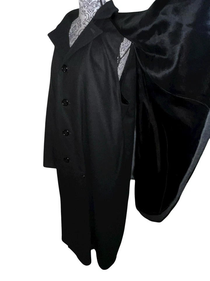 Abrigo largo de lana forrado negro de gran tamaño Texas Body Hangings Foto 3 de 4