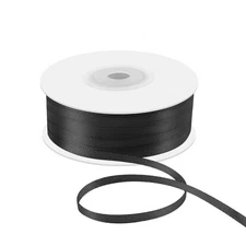 Double Faced Satin Ribbon Black 1/8 Inch 100 Yards Thin Silk Spool Craft