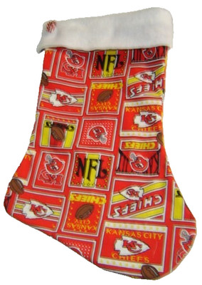 Kansas City Chiefs Christmas Stocking 2 sided Home Crafted Lined Aprox 17'' x 12''