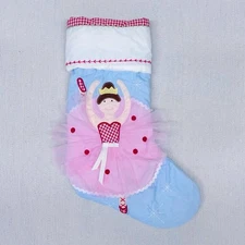 Pottery Barn Kids Ballerina Quilted Christmas Stocking,No Monogram,Blue