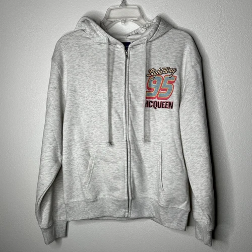 ALEXANDER MCQUEEN Felpa donna Disney's Pixar CARS Lightning McQueen 95 grigia zip media nuova rara