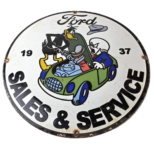 Vintage Ford Motors Sign - Automobilia Parts Service Gas Pump Sign