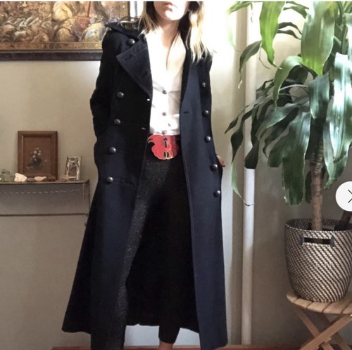 Vintage Y2K JLO Jennifer Lopez Double Breasted Military Wool Duster Trench Coat