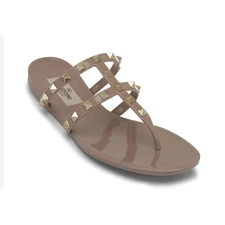 Valentino Garavani Rockstud Flat Sandal Poudre Made in Italy Size 6US