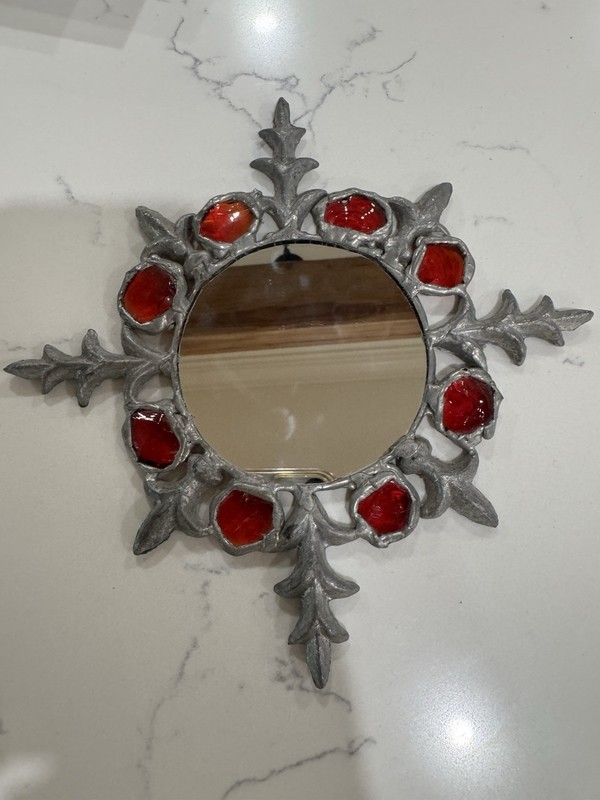 Leaded glass with glass shards artist mirror.