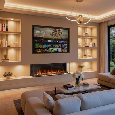 Media Wall Elektrokamin WiFi Scheitholzkristall - Endeavour Fires Deluxe Rosedale