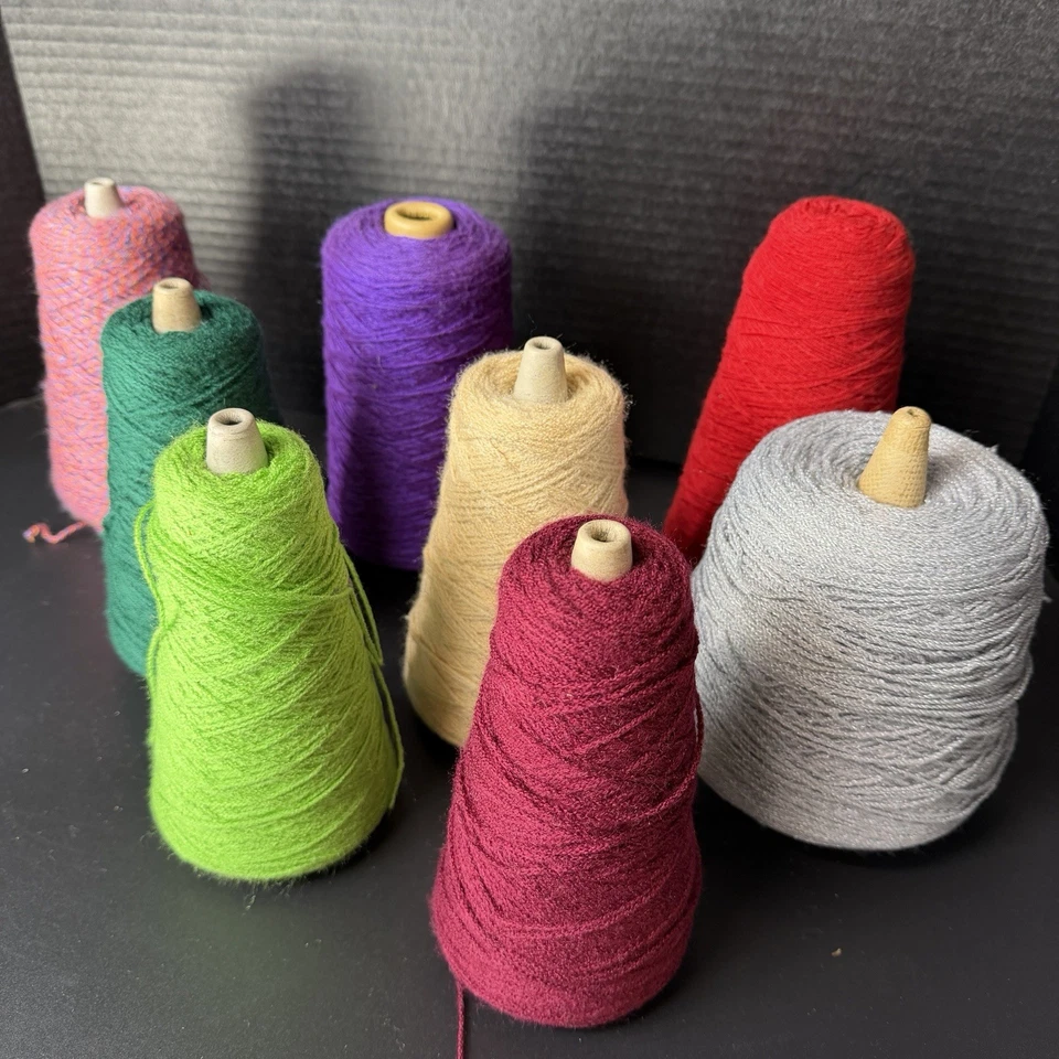 3+ lb Lot Of 8 Acrylic Knitting Machine Yarn Cones Needlework Weaving Knit - Image 3 of 4