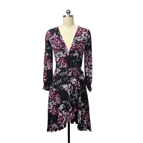 Yumi Kim Rose Ella Casanova Wrap Dress Purple Floral Silk XS