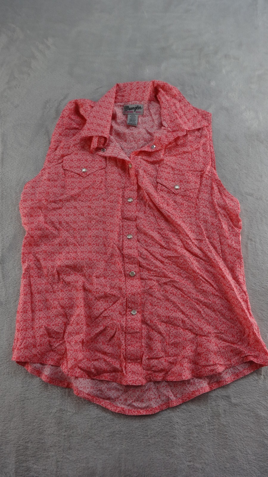 Wrangler Sleeveless Pearl Snap Shirt Womens Medium Floral Rodeo Western