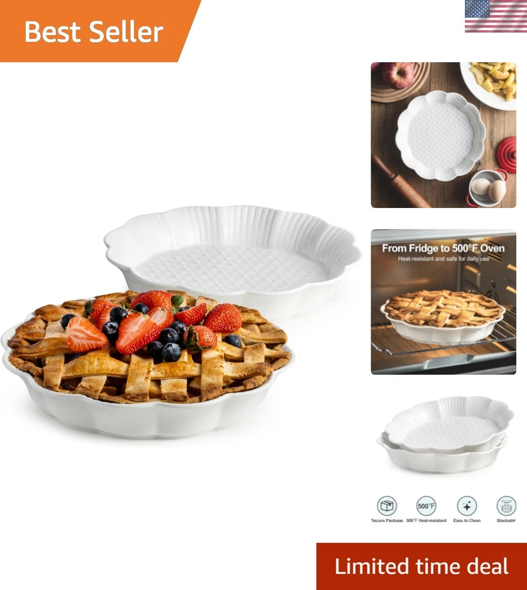 Versatile Non-Stick 9-Inch Round Pie Dish Set - Dishwasher & Microwave Safe