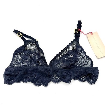 Stella McCartney Lace Bralette Navy Mesh Wireless Bra Med NWT $110