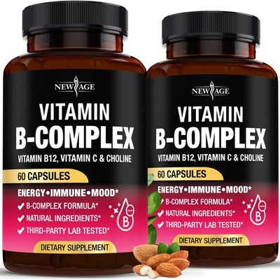 Vitamin B Complex for Men & Women - Made in USA - 60 Count (Pack of 2) 