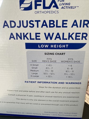 FLA Adjustable Air Ankle Walker Boot Low Large Men’s 10.5-12.5 - Women 11.5-13.5 - Picture 7 of 10
