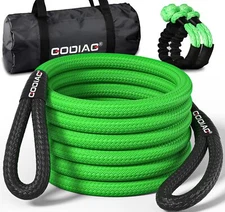 30ft Kinetic Recovery Tow Rope 46500lbs Heavy Duty Energy Rope + 2 Soft Shackles