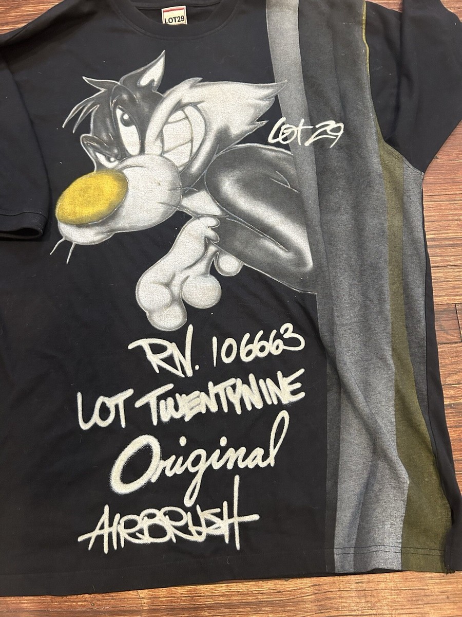 lot29 90s LOONEY TUNES sylvester ダフィー Vintage Y2K Lot 29 Sylvester Graphic Shirt Airbrush Looney